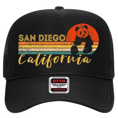 San Diego Retro Panda Zoo California Vintage High Crown Mesh Back Trucker Hat