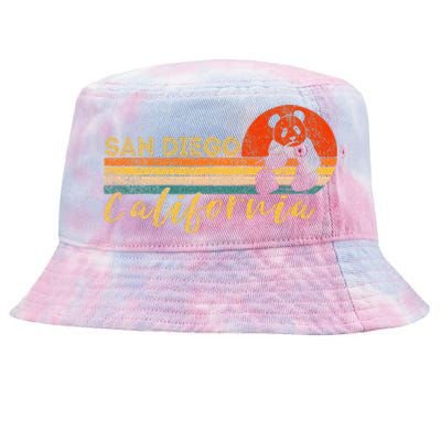 San Diego Retro Panda Zoo California Vintage Tie-Dyed Bucket Hat