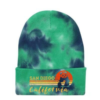 San Diego Retro Panda Zoo California Vintage Tie Dye 12in Knit Beanie