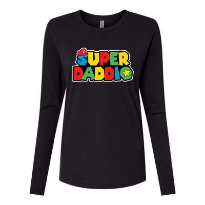 Super Daddio Retro Video Game Fathers Day Dad Gaming Womens Cotton Relaxed Long Sleeve T-Shirt