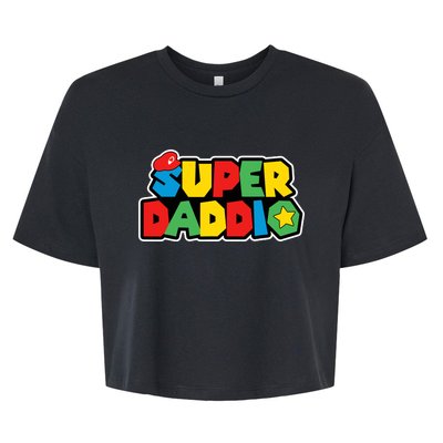 Super Daddio Retro Video Game Fathers Day Dad Gaming Bella+Canvas Jersey Crop Tee