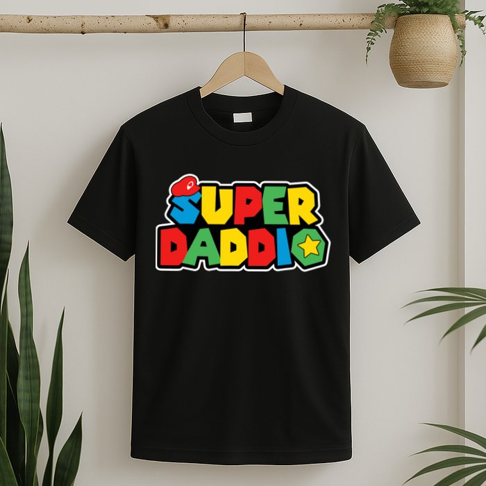 Super Daddio Retro Video Game Fathers Day Dad Gaming T-Shirt