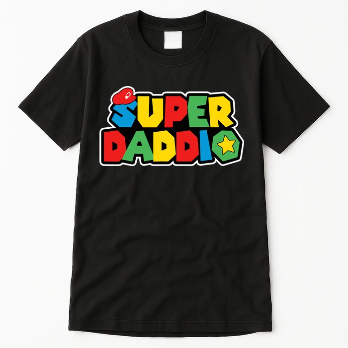 Super Daddio Retro Video Game Fathers Day Dad Gaming Tall T-Shirt
