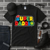 Super Daddio Retro Video Game Fathers Day Dad Gaming Tall T-Shirt