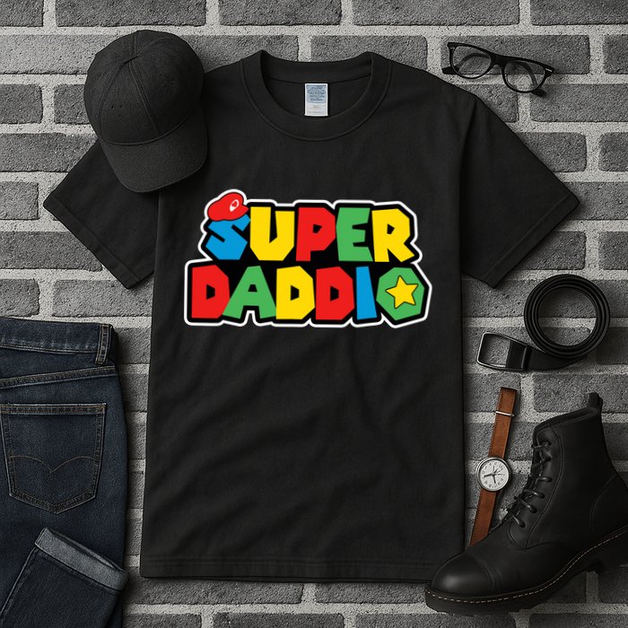 Super Daddio Retro Video Game Fathers Day Dad Gaming Tall T-Shirt