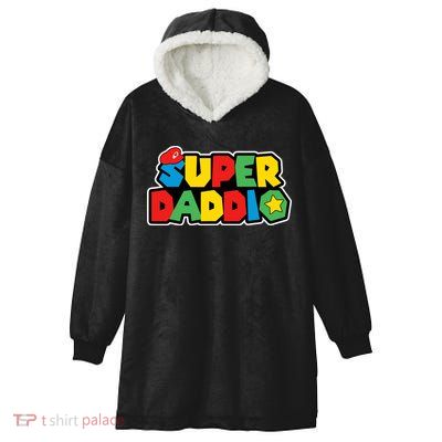 Super Daddio Retro Video Game Fathers Day Dad Gaming Hooded Wearable Blanket