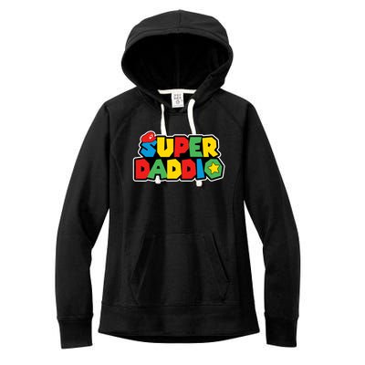 Super Daddio Retro Video Game Fathers Day Dad Gaming Women's Fleece Hoodie