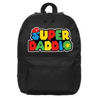 Super Daddio Retro Video Game Fathers Day Dad Gaming 16 in Basic Backpack