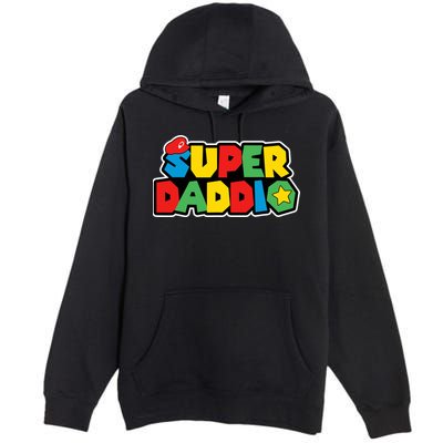 Super Daddio Retro Video Game Fathers Day Dad Gaming Premium Pullover Hoodie