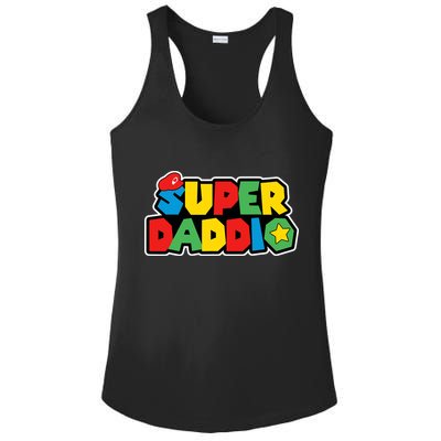 Super Daddio Retro Video Game Fathers Day Dad Gaming Ladies PosiCharge Competitor Racerback Tank