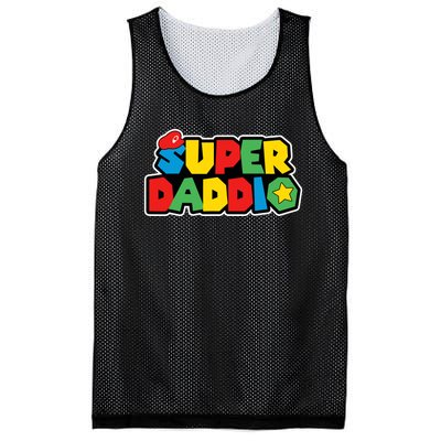 Super Daddio Retro Video Game Fathers Day Dad Gaming Mesh Reversible Basketball Jersey Tank