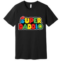 Super Daddio Retro Video Game Fathers Day Dad Gaming Premium T-Shirt