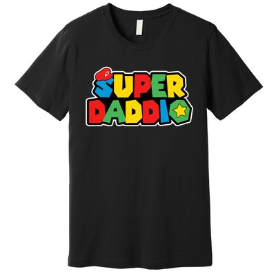 Super Daddio Retro Video Game Fathers Day Dad Gaming Premium T-Shirt