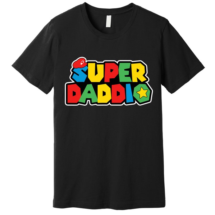 Super Daddio Retro Video Game Fathers Day Dad Gaming Premium T-Shirt