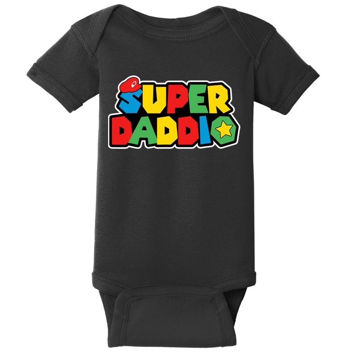 Super Daddio Retro Video Game Fathers Day Dad Gaming Baby Bodysuit