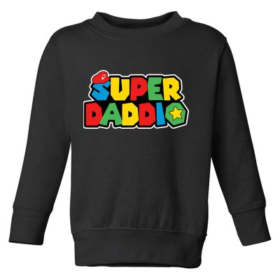 Super Daddio Retro Video Game Fathers Day Dad Gaming Toddler Sweatshirt
