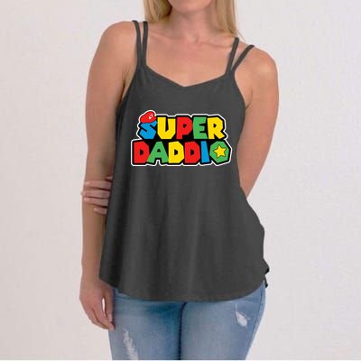 Super Daddio Retro Video Game Fathers Day Dad Gaming Women's Strappy Tank