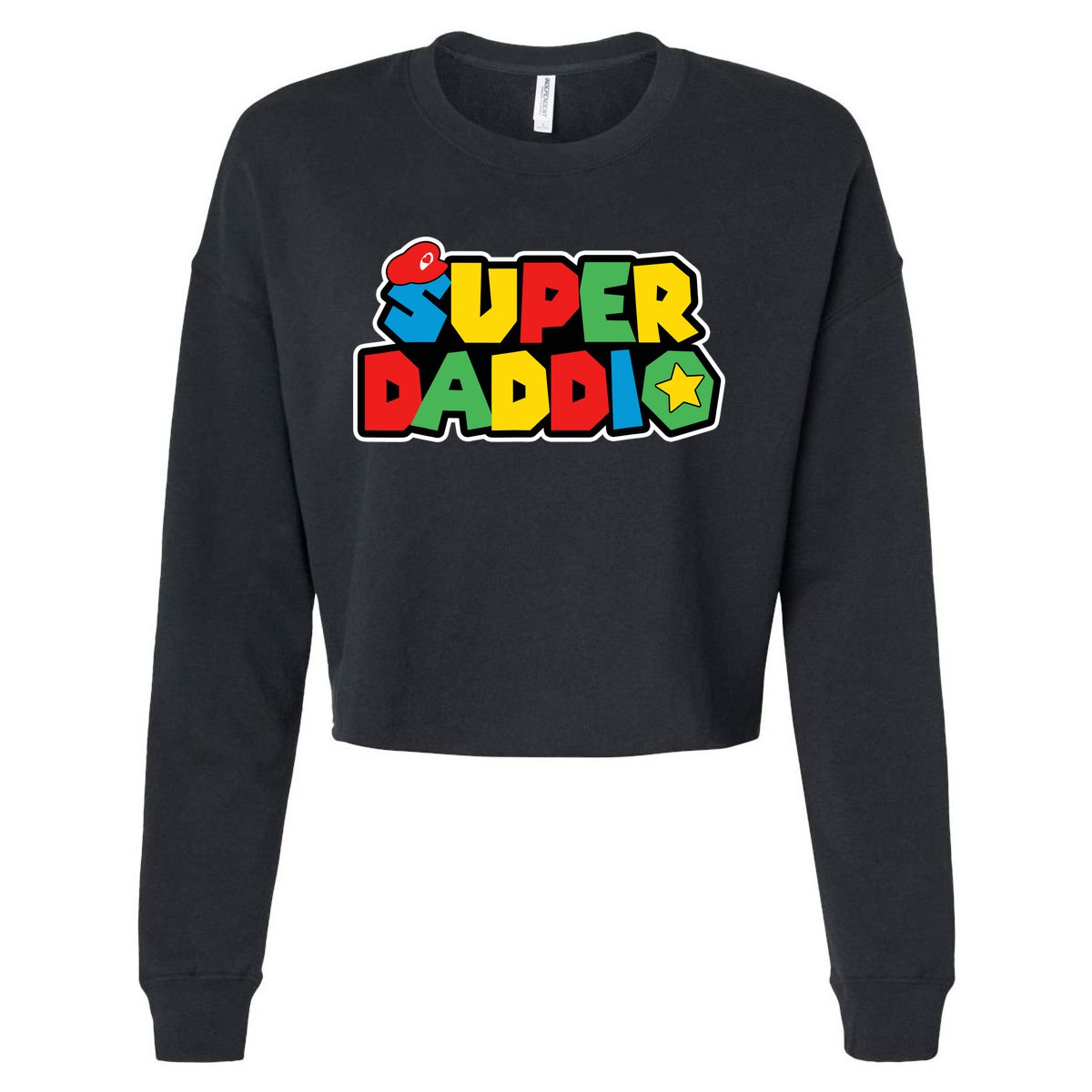 Super Daddio Retro Video Game Fathers Day Dad Gaming Cropped Pullover Crew