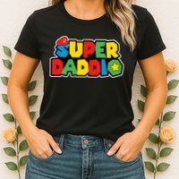 Super Daddio Retro Video Game Fathers Day Dad Gaming Womens T-Shirt