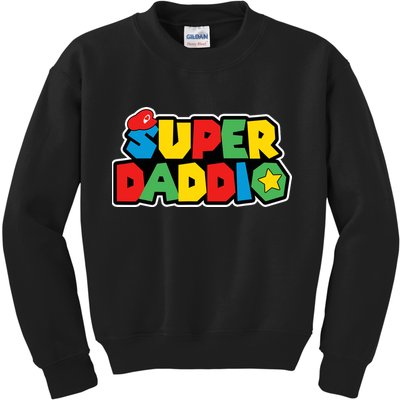 Super Daddio Retro Video Game Fathers Day Dad Gaming Kids Sweatshirt