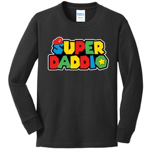 Super Daddio Retro Video Game Fathers Day Dad Gaming Kids Long Sleeve Shirt