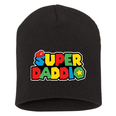 Super Daddio Retro Video Game Fathers Day Dad Gaming Short Acrylic Beanie