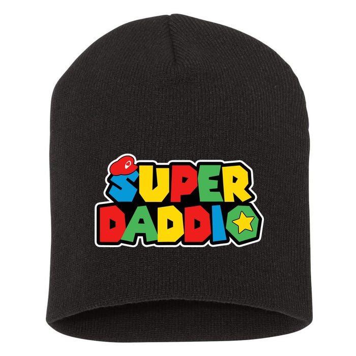 Super Daddio Retro Video Game Fathers Day Dad Gaming Short Acrylic Beanie