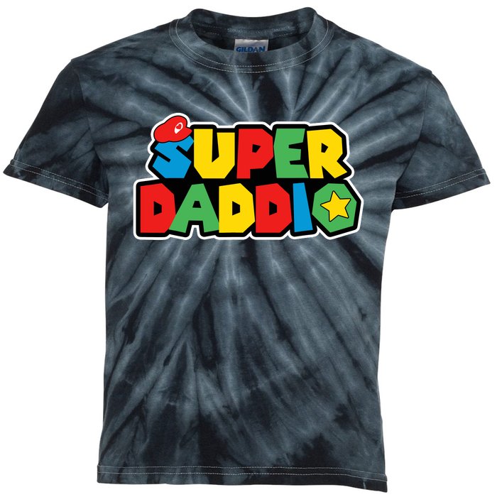 Super Daddio Retro Video Game Fathers Day Dad Gaming Kids Tie-Dye T-Shirt