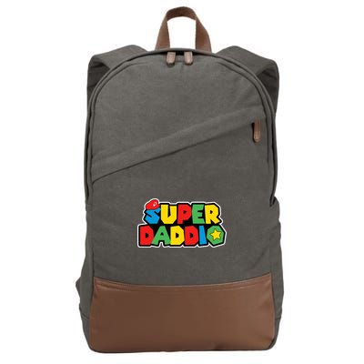 Super Daddio Retro Video Game Fathers Day Dad Gaming Cotton Canvas Backpack