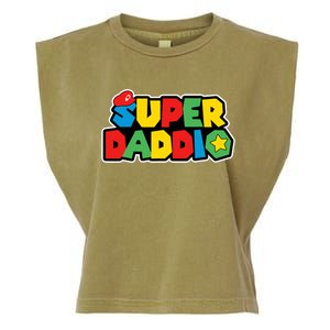 Super Daddio Retro Video Game Fathers Day Dad Gaming Garment-Dyed Women's Muscle Tee