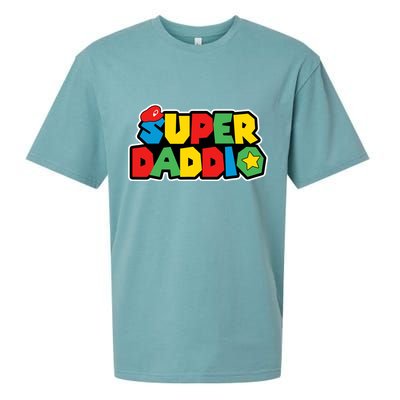 Super Daddio Retro Video Game Fathers Day Dad Gaming Sueded Cloud Jersey T-Shirt