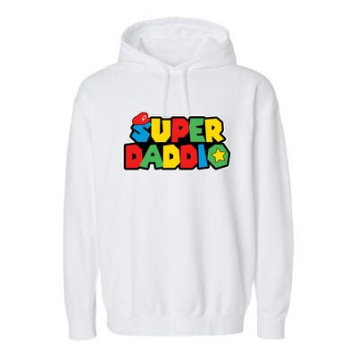 Super Daddio Retro Video Game Fathers Day Dad Gaming Garment-Dyed Fleece Hoodie