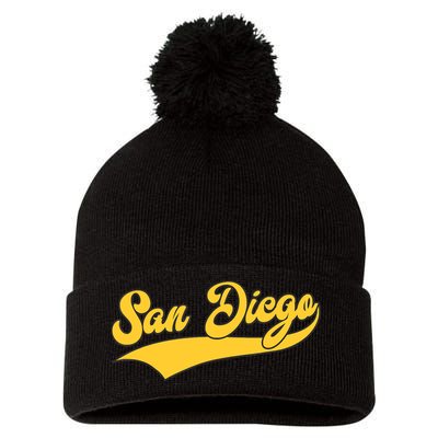 San Diego Retro Throwback Design Classic Pom Pom 12in Knit Beanie