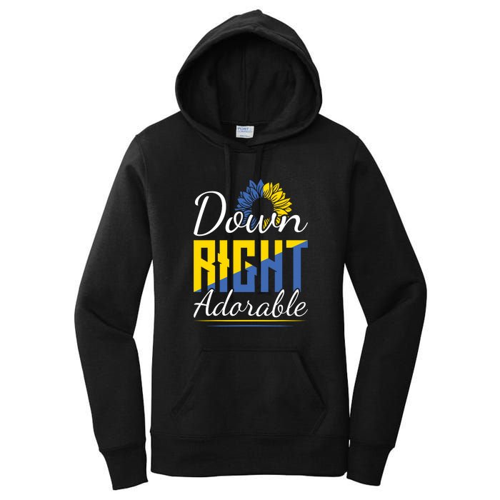 Sunflower Down Right Adorable Gift For Down Syndrome Awareness Women's Pullover Hoodie