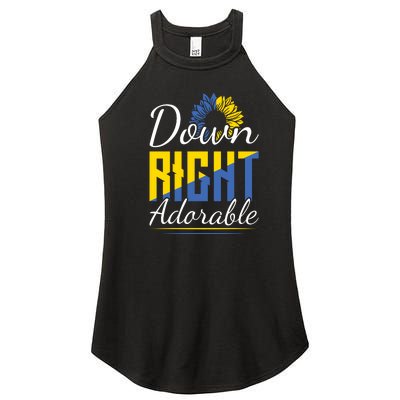 Sunflower Down Right Adorable Gift For Down Syndrome Awareness Women’s Perfect Tri Rocker Tank