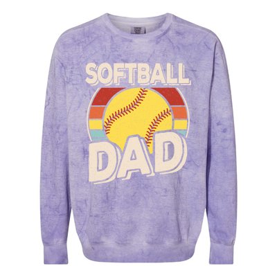 Softball Dad Retro Softball Cool Gift Colorblast Crewneck Sweatshirt