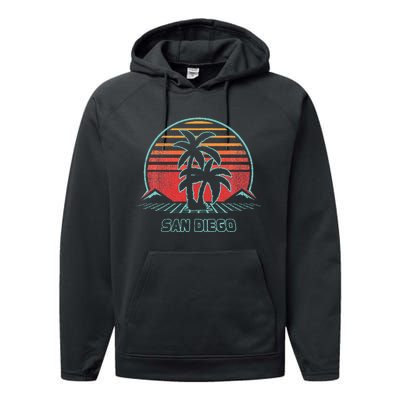 San Diego Retro Vintage 80s Style Performance Fleece Hoodie