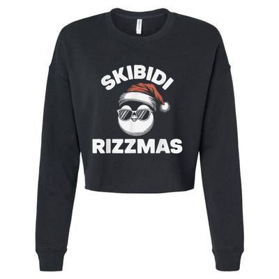 Skibi Di Riz Z Mas Funny Gen Alpha Slang Christmas Penguin Cropped Pullover Crew