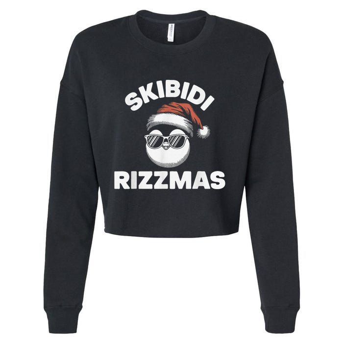 Skibi Di Riz Z Mas Funny Gen Alpha Slang Christmas Penguin Cropped Pullover Crew