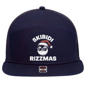 Skibi Di Riz Z Mas Funny Gen Alpha Slang Christmas Penguin 7 Panel Mesh Trucker Snapback Hat