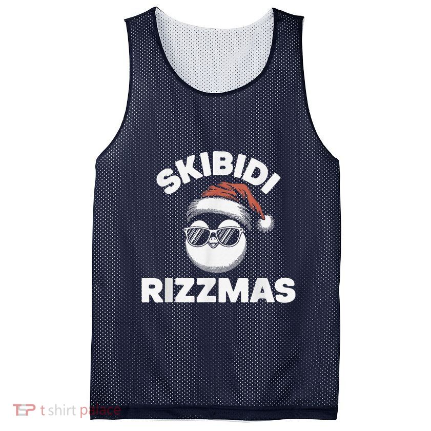 Skibi Di Riz Z Mas Funny Gen Alpha Slang Christmas Penguin Mesh Reversible Basketball Jersey Tank