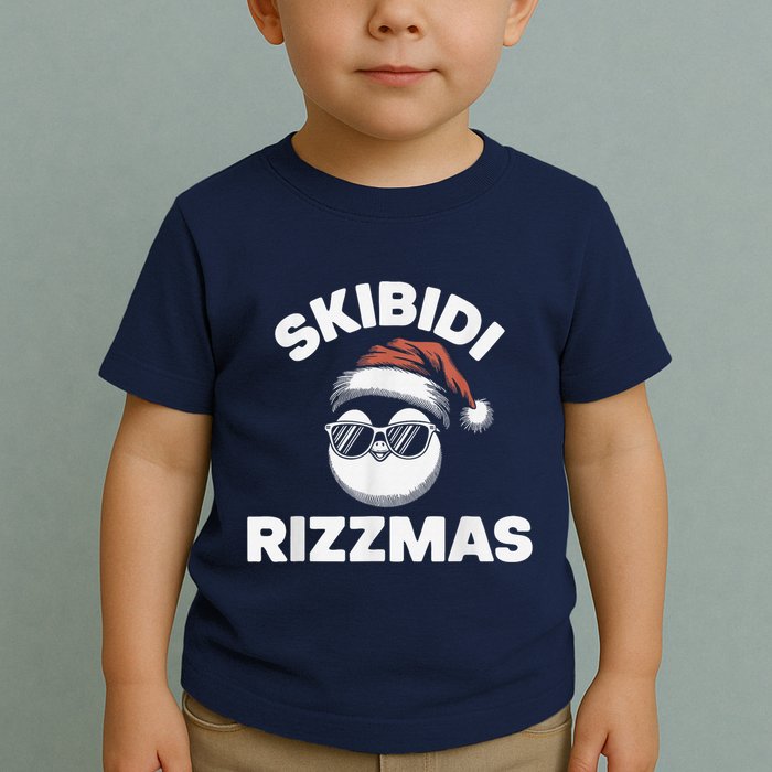 Skibi Di Riz Z Mas Funny Gen Alpha Slang Christmas Penguin Toddler T-Shirt