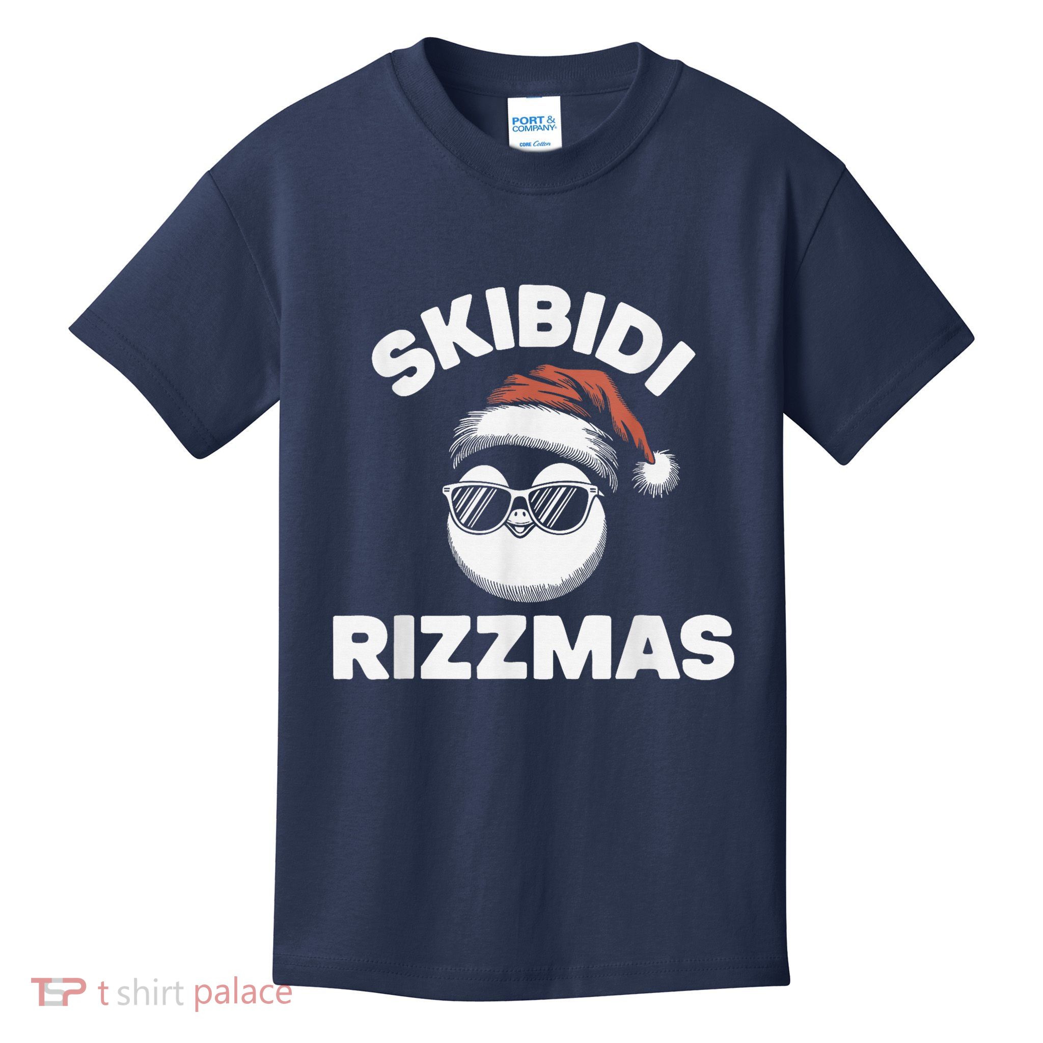 Skibi Di Riz Z Mas Funny Gen Alpha Slang Christmas Penguin Kids T-Shirt