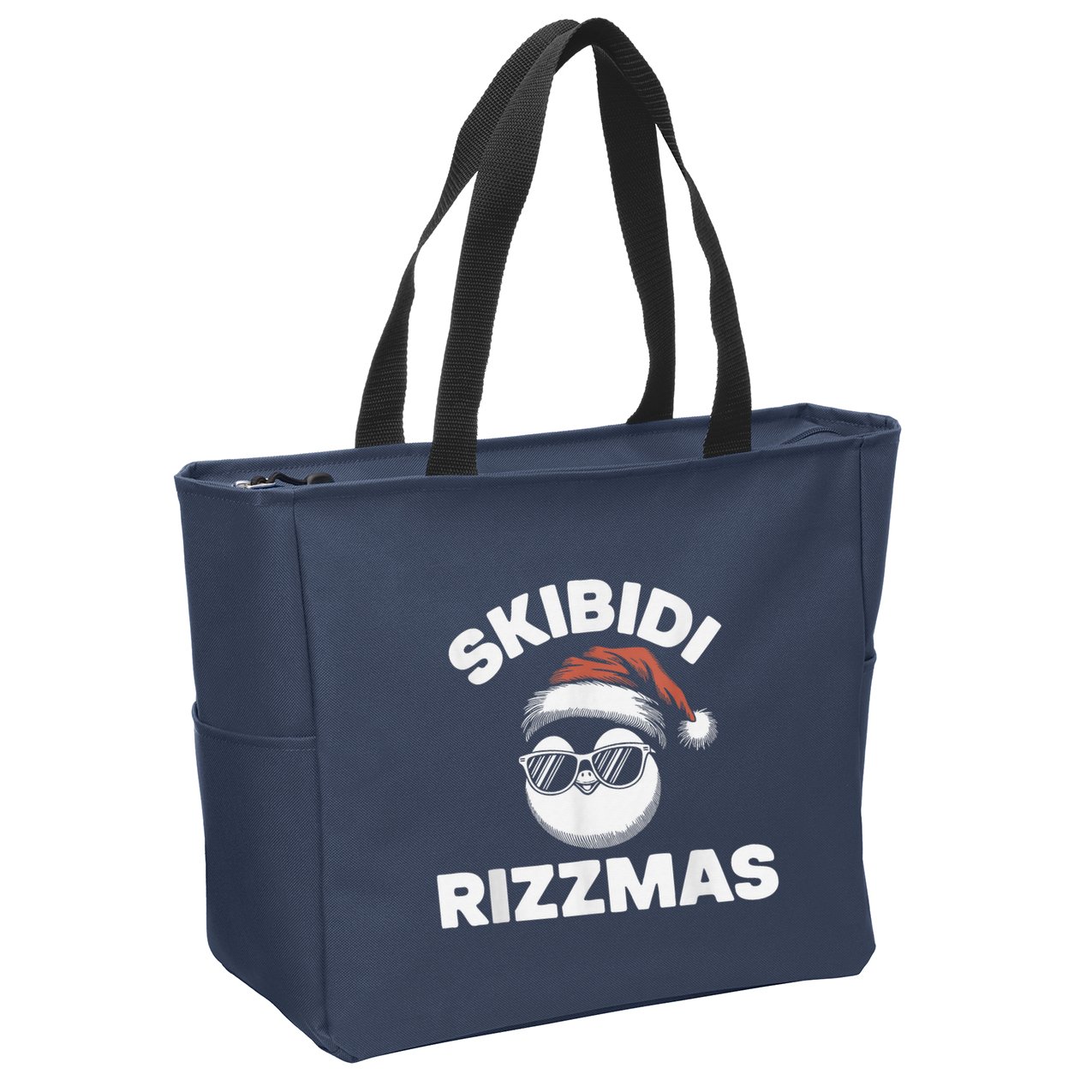Skibi Di Riz Z Mas Funny Gen Alpha Slang Christmas Penguin Zip Tote Bag