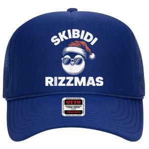 Skibi Di Riz Z Mas Funny Gen Alpha Slang Christmas Penguin High Crown Mesh Back Trucker Hat