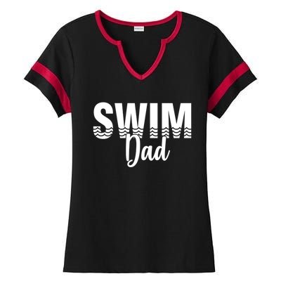 Swim Dad Swimmer Water Sports Swimming Gift Ladies Halftime Notch Neck Tee