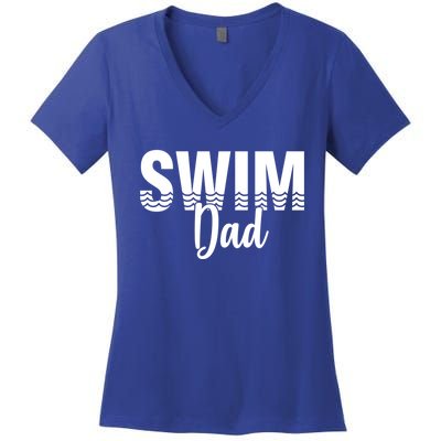 Swim Dad Swimmer Water Sports Swimming Gift Women's V-Neck T-Shirt