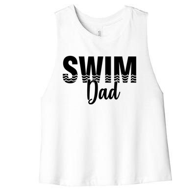 Swim Dad Swimmer Water Sports Swimming Gift Women's Racerback Cropped Tank