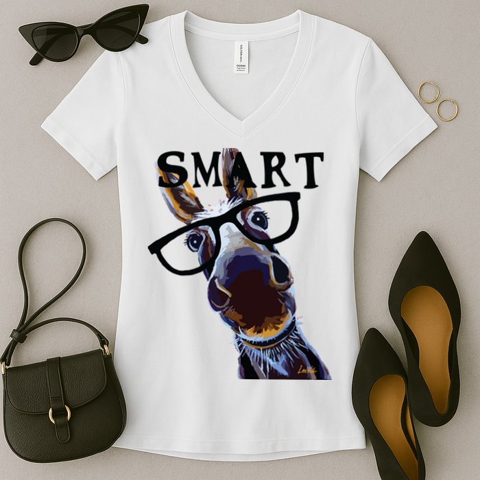 Smart Donkey Smart Donkey Women's V-Neck T-Shirt