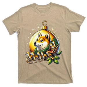 Santa Doge Sleigh Ride Crypto Christmas Adventure Trader T-Shirt